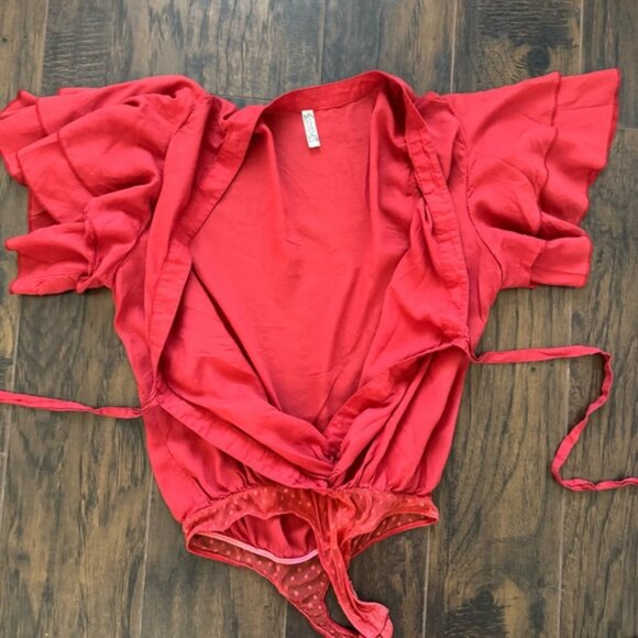 Intimately Free People Medium Red Call Me Later Red Bodysuit - Picture 4 of 9
